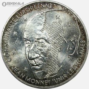 سکه 100 فرانک نقره یادبودی فرانسه 1992 (AU) (ژان مونه - اقتصاددان و دیپلمات فرانسوی)