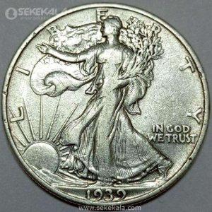 سکه نیم دلار نقره ایالات متحده آمریکا 1939 ( Walking Liberty)