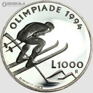 سکه 1000 لیره نقره پروف سان مارینو 1994 (به همراه جعبه و شناسنامه)