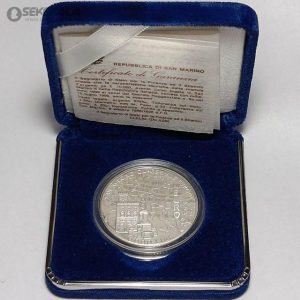 سکه 10000 لیره نقره پروف سان مارینو 1996 (به همراه جعبه فابریک و شناسنامه)