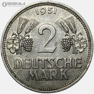 سکه 2 مارک آلمان 1951 (بسیار کمیاب)