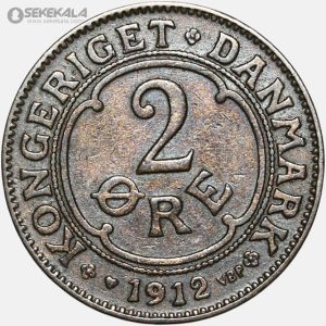 سکه قدیمی 2 اوره دانمارک 1912 (شاه فردریک هشتم)