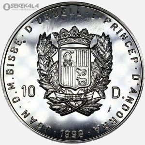 سکه 10 دینر نقره پروف آندورا 1999 (شام آخر)