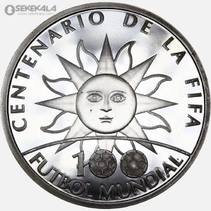 سکه 1000 پزو پروف نقره اروگوئه 2004 (صدمین سالگرد فیفا)