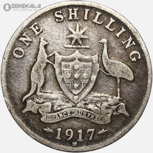 سکه 1 شیلینگ نقره کمیاب استرالیا 1917 (جرج پنجم)