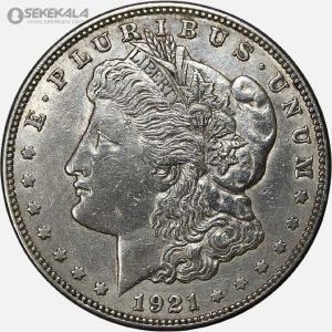 سکه نقره 1 دلار قدیمی آمریکا 1921 D (مورگان)