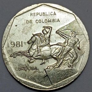 سکه خارجی ۱۰ پزو کمیاب کلمبیا ۱۹۸۱ (کیفیت بانکی)