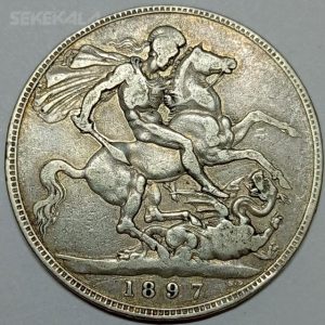 سکه نقره کلکسیونی ۱ کرون انگلیس ۱۸۹۷ ملکه ویکتوریا (نایاب و خاص)