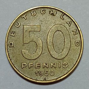 سکه خارجی ۵۰ فنیک کمیاب آلمان شرقی ۱۹۵۰