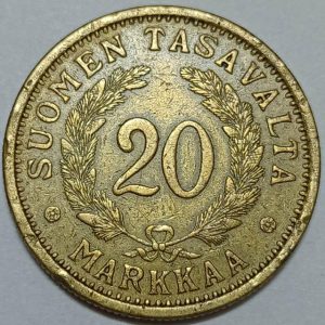سکه کلکسیونی ۲۰ مارکا فنلاند ۱۹۳۴ (بسیار کمیاب)