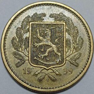 سکه کلکسیونی ۲۰ مارکا فنلاند ۱۹۳۹ (بسیار کمیاب)