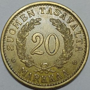 سکه کلکسیونی ۲۰ مارکا فنلاند ۱۹۳۹ (بسیار کمیاب)
