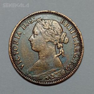 سکه خارجی ۱ فارتینگ بسیار کمیاب انگلیس ۱۸۷۵ ملکه ویکتوریا