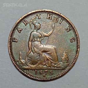 سکه خارجی ۱ فارتینگ بسیار کمیاب انگلیس ۱۸۷۵ ملکه ویکتوریا